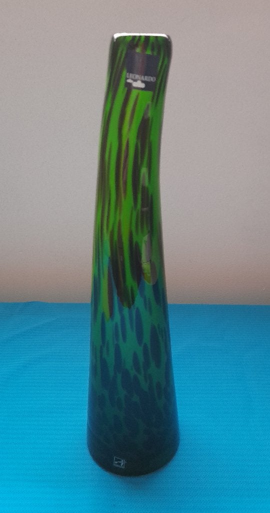 LEONARDO green/black vaas, Huis en Inrichting, Gebruikt, Glas, Groen, Ophalen