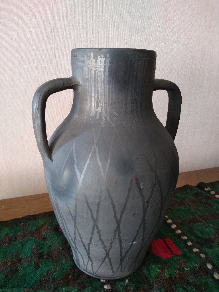 kruik grijs vaas steen h37cm halsbreedte 12cm/diam moederdag, Huis en Inrichting, Woonaccessoires | Vazen, Ophalen of Verzenden