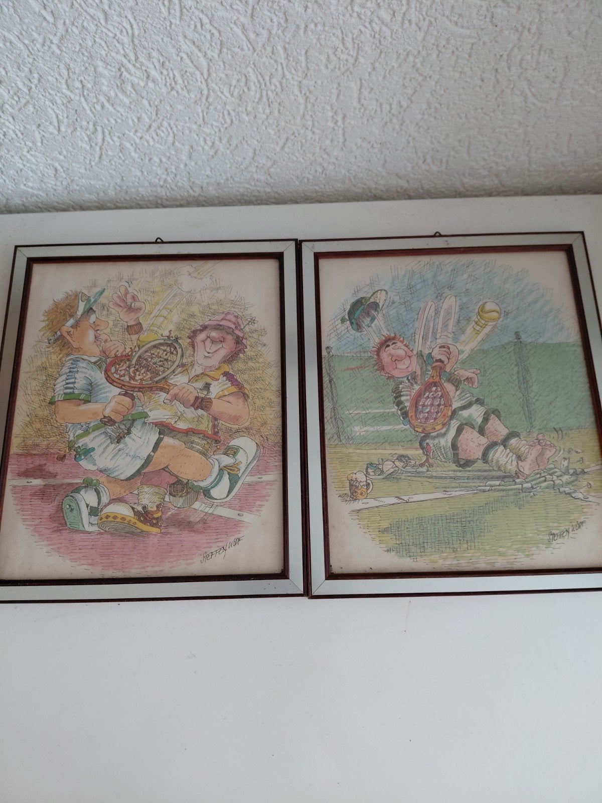 2 karikaturen steffen kopf, Ophalen of Verzenden