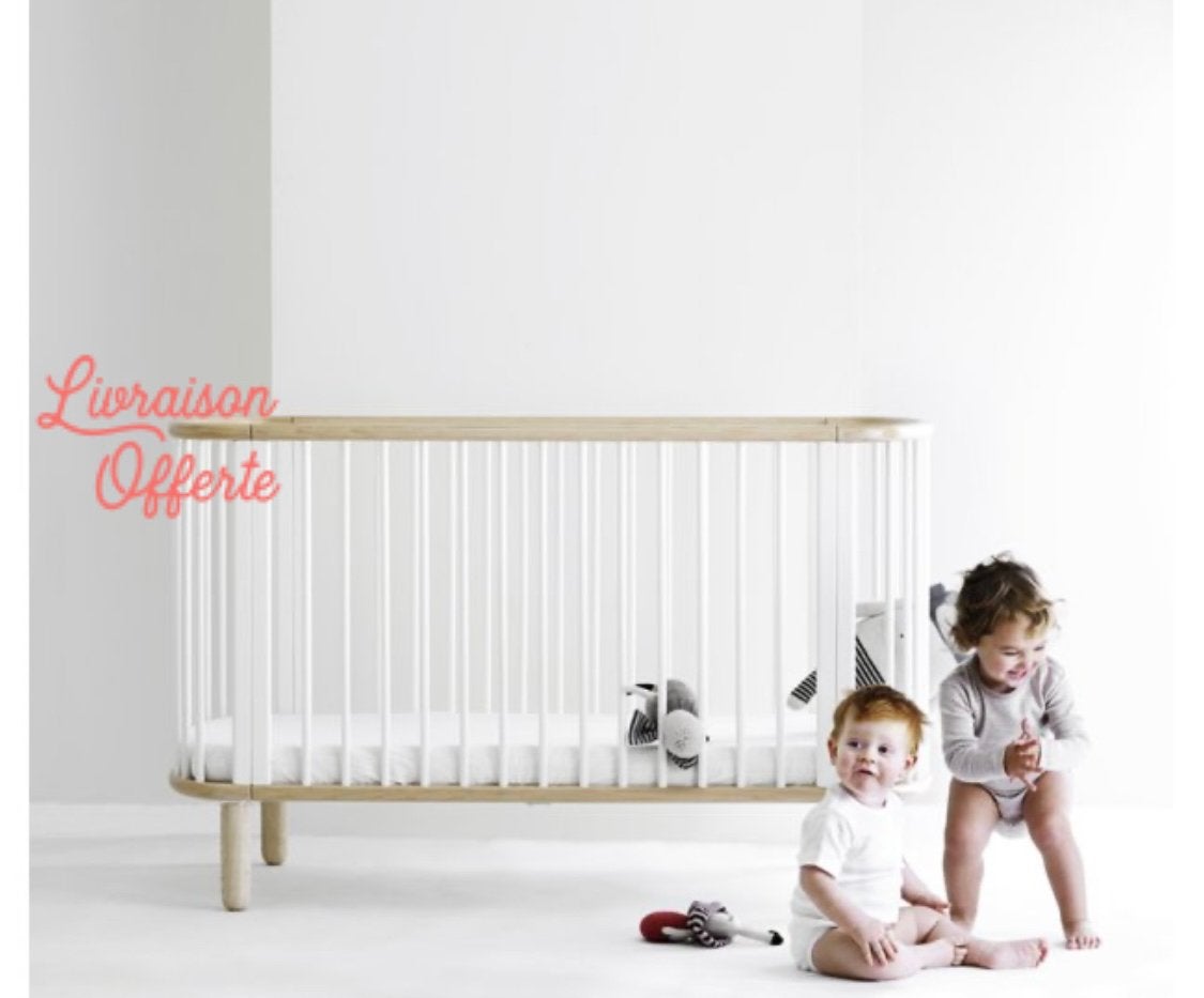 Lit bébé évolutif Flexa + accessoires, Enlèvement, Comme neuf, Matelas