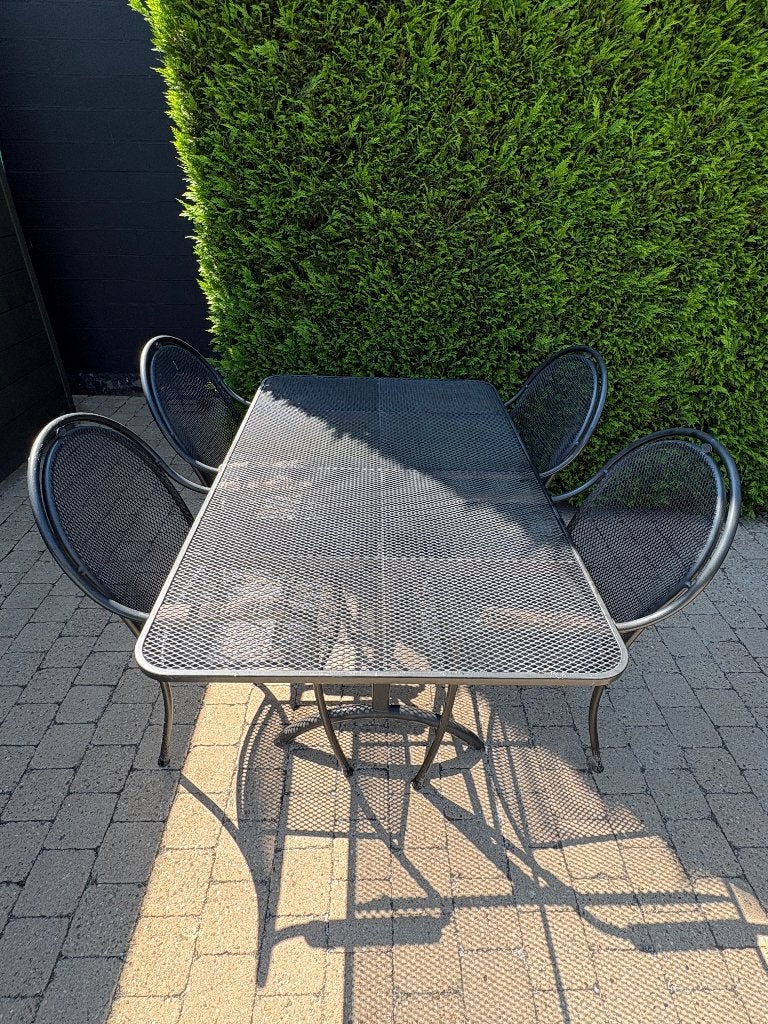 Strekmetalen tafel en stoelen merk Royal Garden, Tuin en Terras, Ophalen, Gebruikt, Tuinset, Eettafel