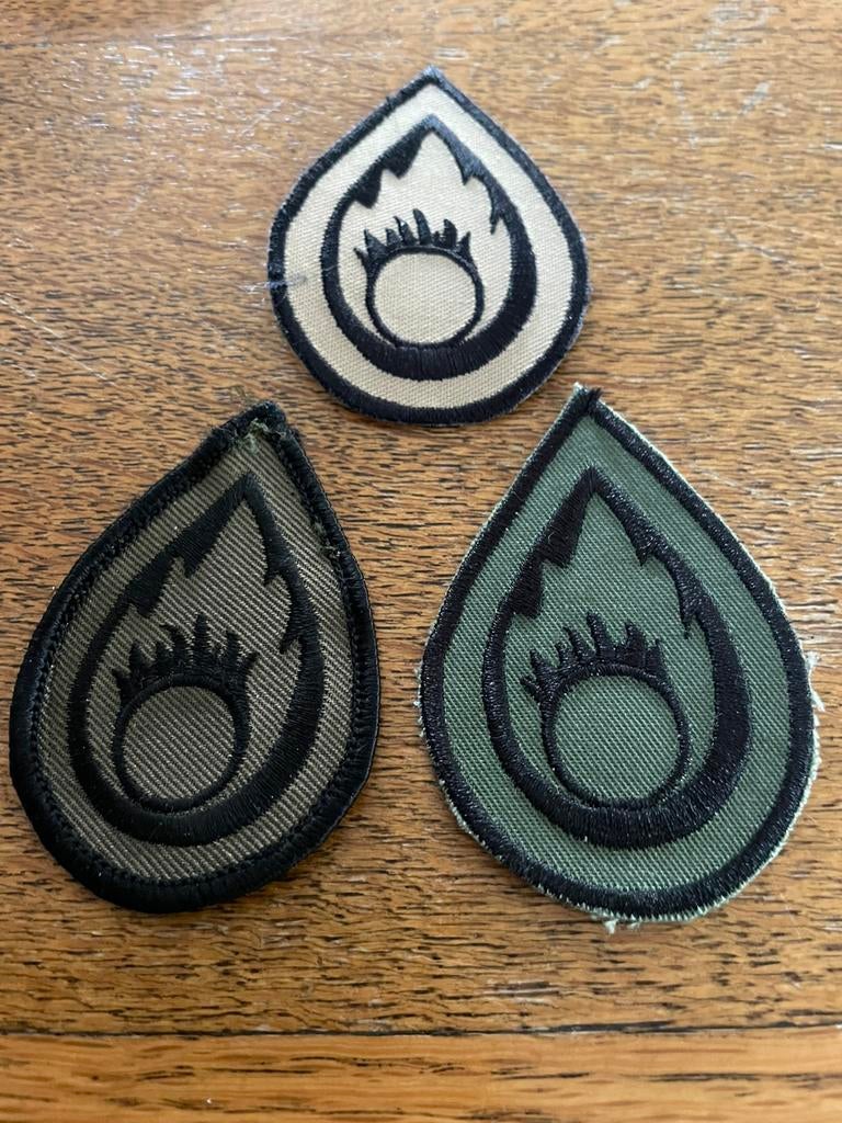 Patches munitie vernieuwer ( 3 ), Verzamelen, Militaria | Algemeen, Ophalen of Verzenden, Embleem of Badge