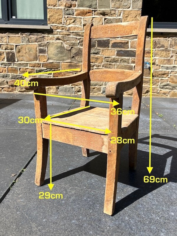Ancienne chaise d'enfant  en bois brut avec (Années 50), Enlèvement