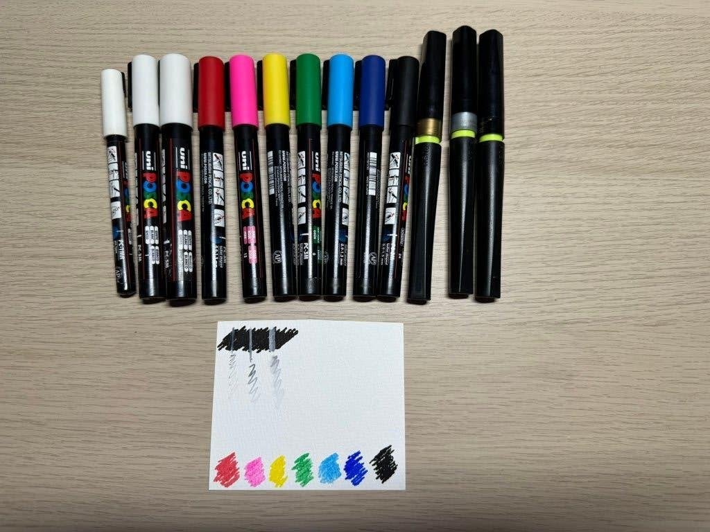 10 Posca markers + 3 spectrum noir markers, Hobby en Vrije tijd, Tekenen, Ophalen of Verzenden, Gebruikt, Potlood of Stift
