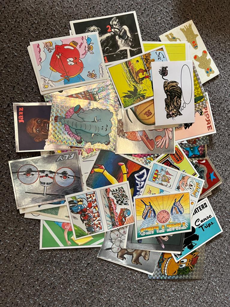 Pakket met veel grote Panini stickers uit 1987 (+/-100stuks), Enlèvement, Comme neuf, Plusieurs autocollants