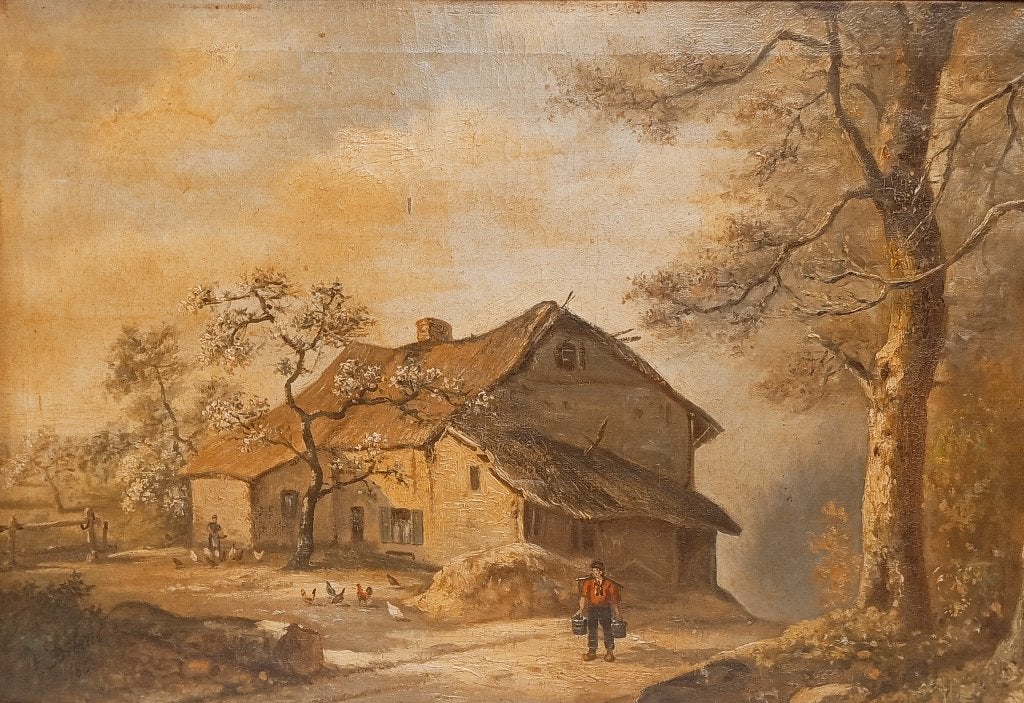 ALEXANDRE DEBRUS (1843-1905) PEINTURE 1886, Antiquités & Art, Enlèvement ou Envoi, Peinture à l'huile, Paysage, Toile