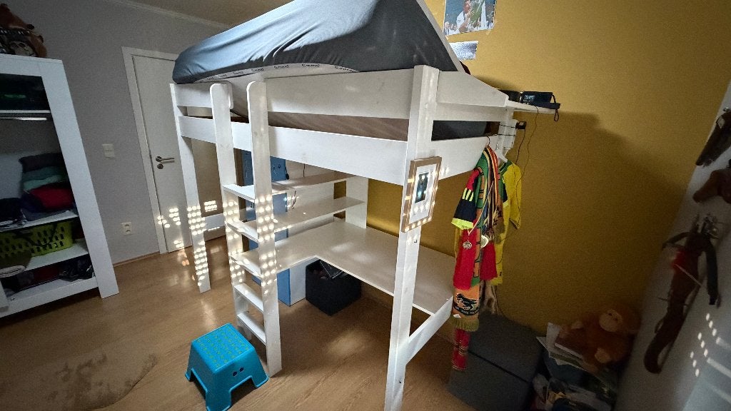 Hoogslaper met bureau en opbergruimte, Huis en Inrichting, Slaapkamer | Stapelbedden en Hoogslapers, Ophalen, Hoogslaper, Eenpersoons
