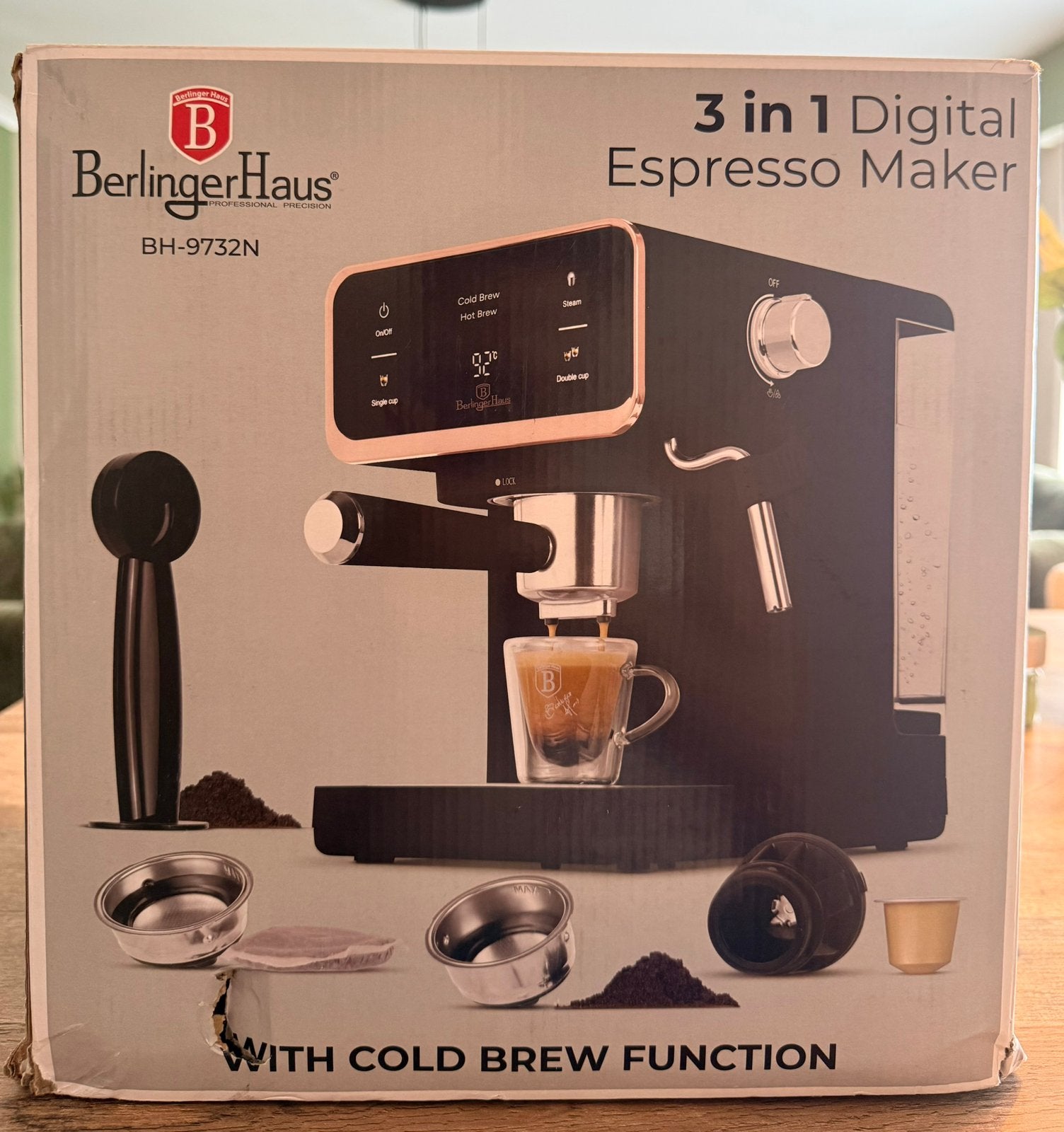 Nieuwe Berlinger Haus 3-in-1 Espressomachine BH9851, Nieuw, Ophalen of Verzenden, Combi, 2 tot 4 kopjes
