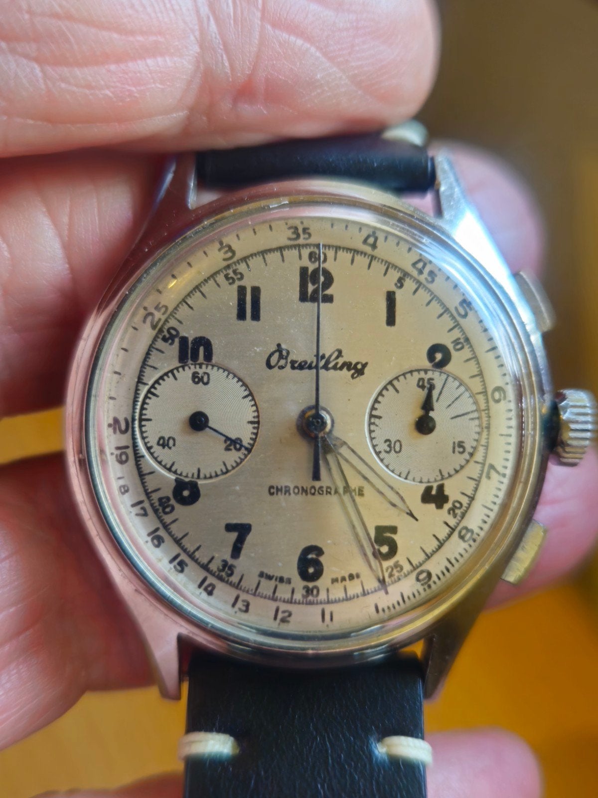 Breitling chronograafhorloge jaar 40-50, Ophalen of Verzenden, Staal, Breitling