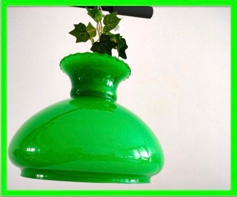 Retro opaline groene lamp vintage design hanglamp 20 cm, Antiek en Kunst, Ophalen of Verzenden