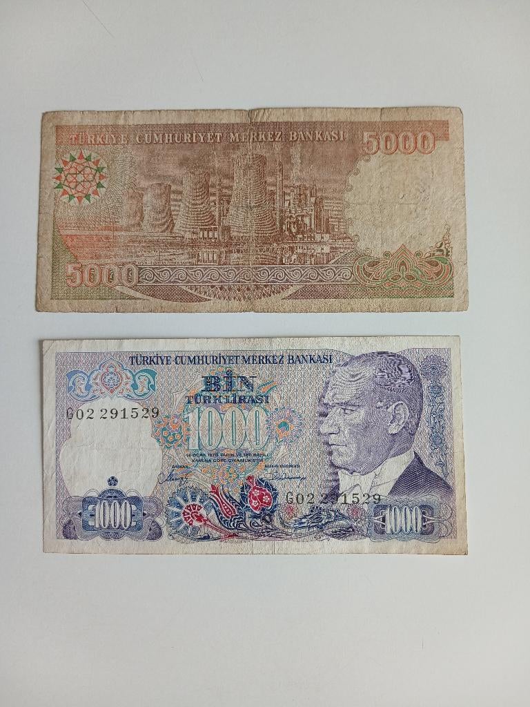 Lot de 2 Billets de banque de Turquie, Envoi, Autres pays, Billets en vrac