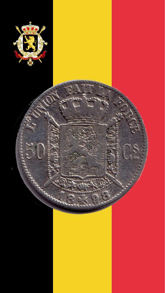 VARIANT: 50 cent 1898 FR (dubbele 9 zuid) - Leopold II, Verzenden, Zilver, Losse munt, Zilver