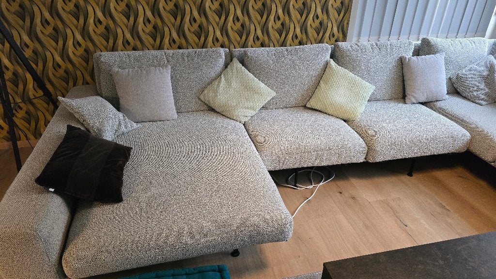 Canapé en U Zico Passe-Partout – tissu chiné gris clair, Maison & Meubles, Enlèvement, Utilisé, Synthétique, Canapé en U modulable