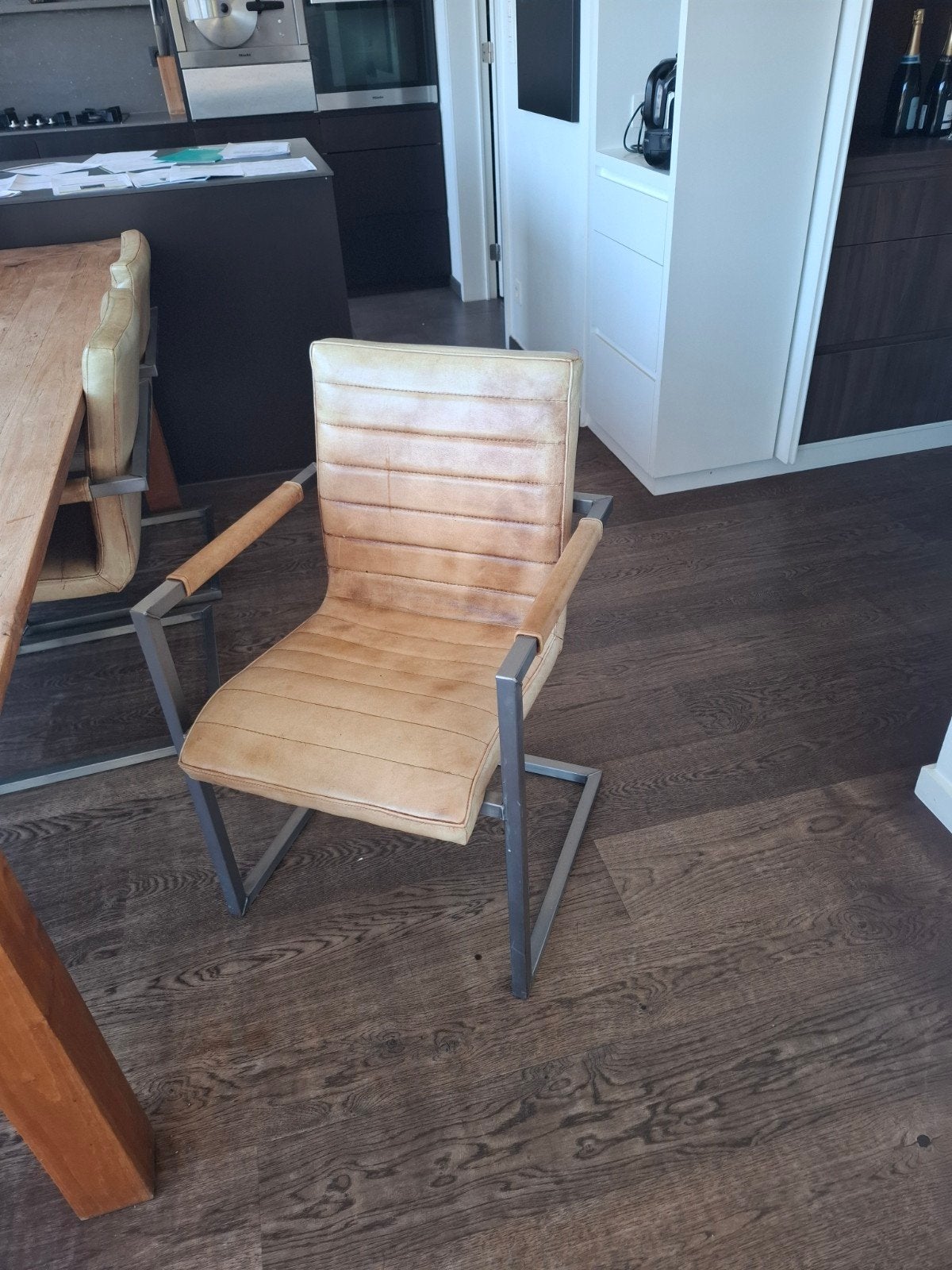 luxe lederen eetkamer stoelen 8 stuks, Ophalen, Gebruikt, Overige kleuren, Leer