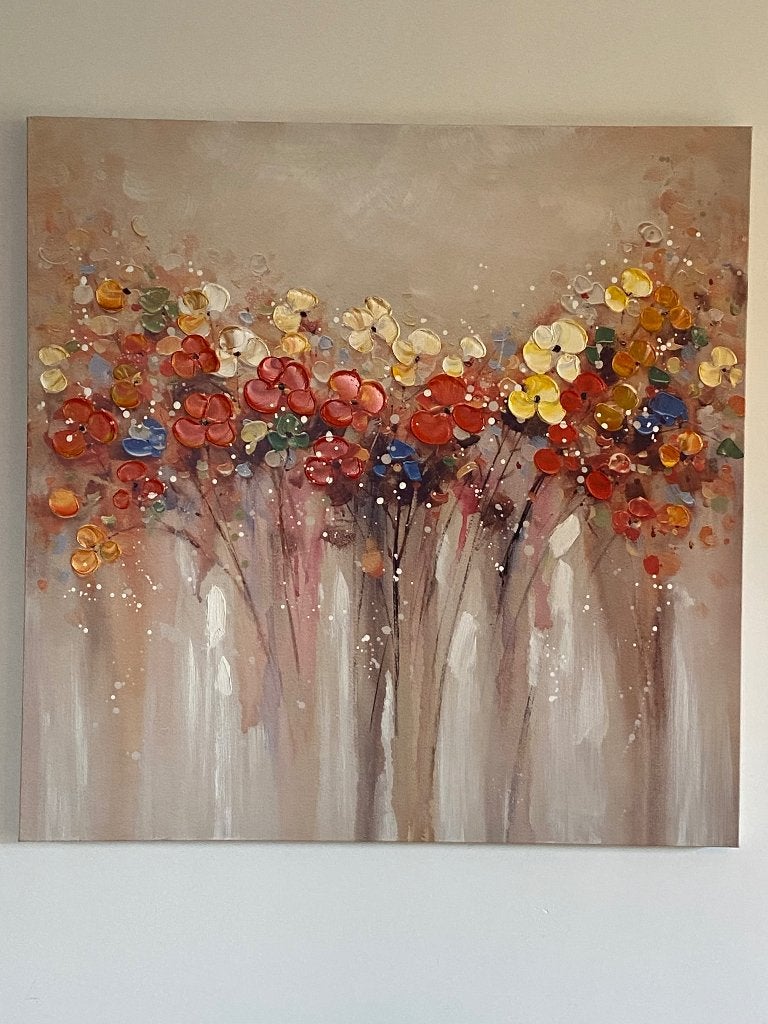 Groot schilderij (1meter x1meter), Acrylverf, Overige stijlen, Overige ondergronden, Origineel werk
