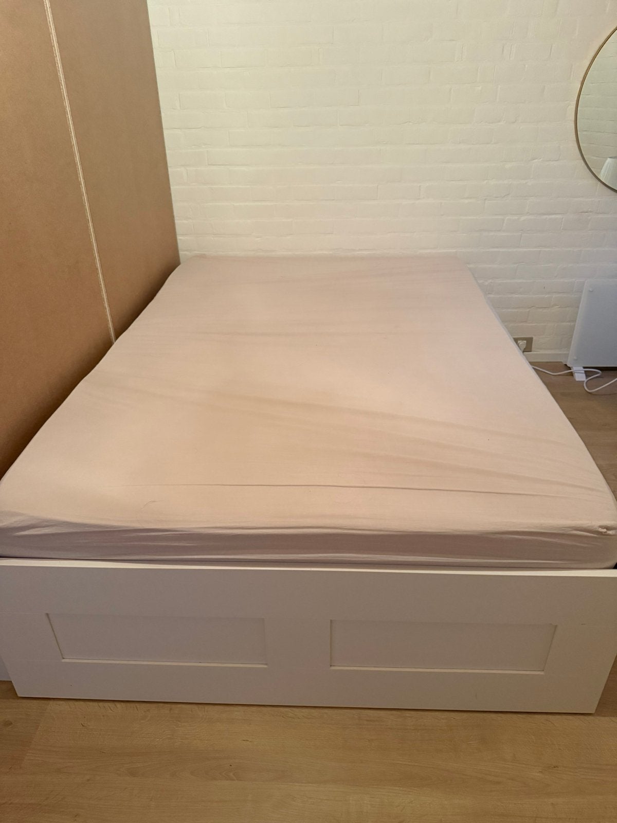 Lit double, Maison & Meubles, Enlèvement, 200 cm, Blanc, Deux personnes
