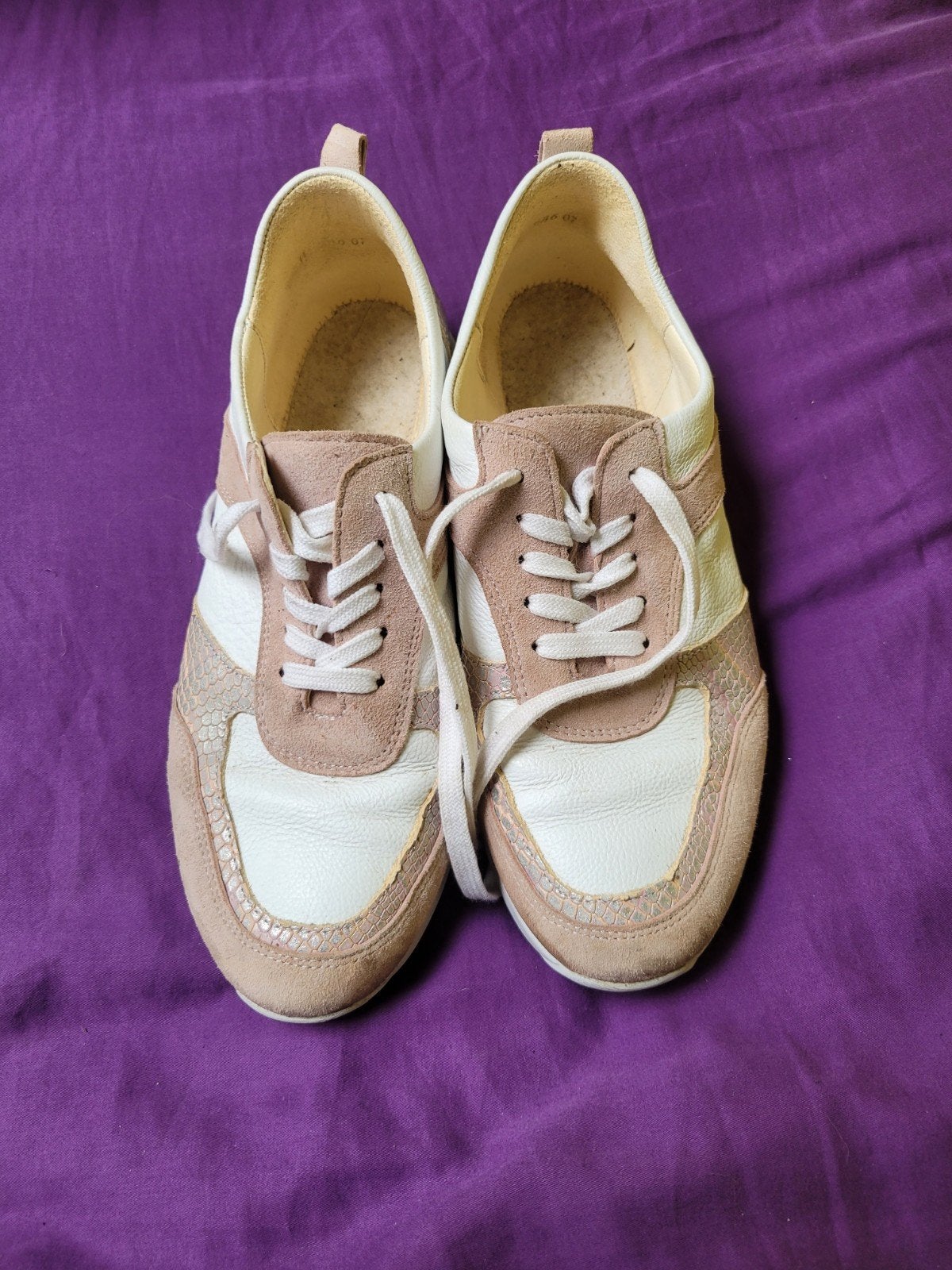 Christian Dietz lederen sneakers maat 40 – Wit/Roze/Goud met, Wit, Christian Dietz, Ophalen of Verzenden, Sneakers