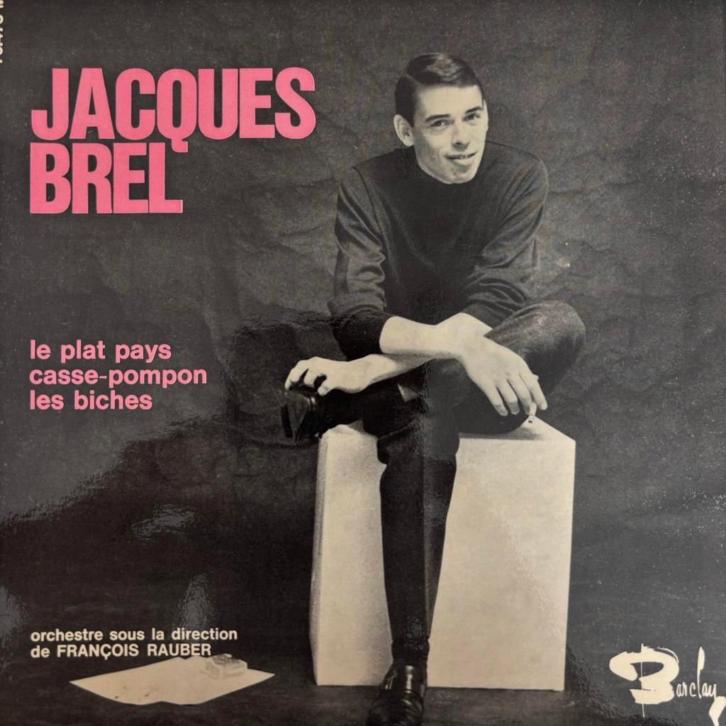 45 EP - Jacques Brel - le plat pays-casse,pompon/ les biches, Ophalen of Verzenden, Zo goed als nieuw, EP