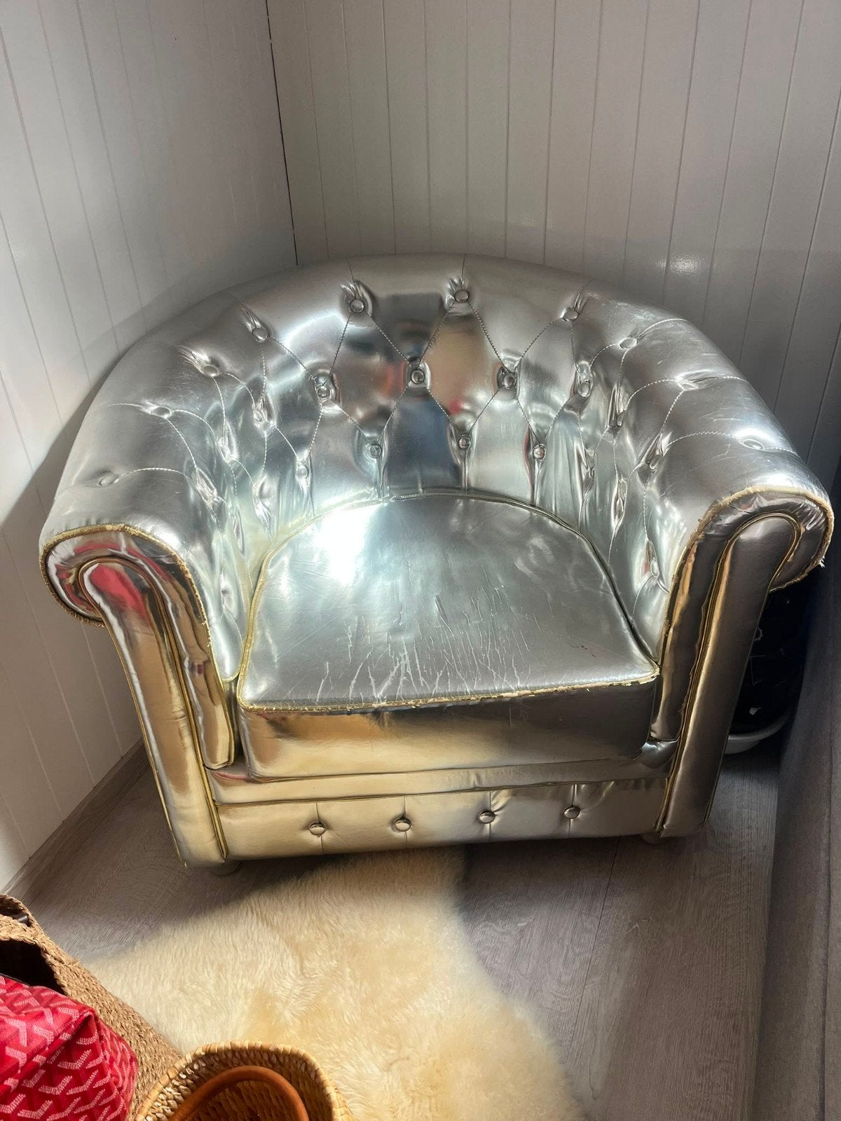 vintage éénpersoonszetel zilver, Huis en Inrichting, Ophalen of Verzenden