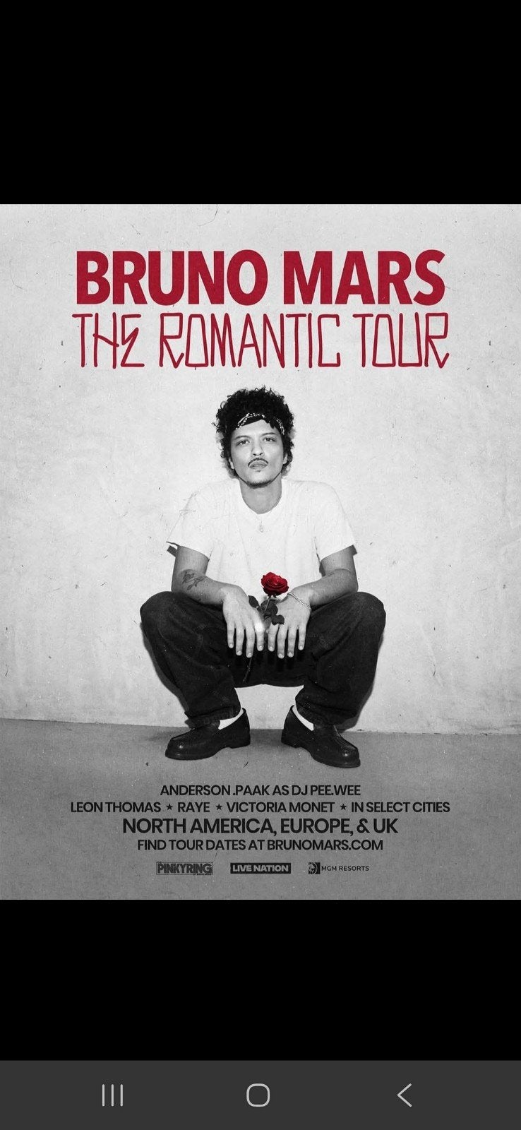 4 billets pour Bruno Mars Paris le 20 juin, Juin