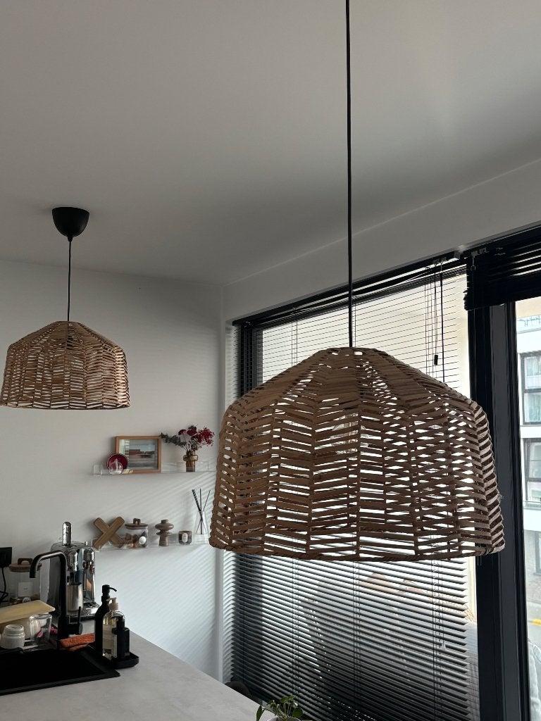 Abat-jour en rotin IKEA (2 x), Suspension, Matériau naturel, Beige, Rond