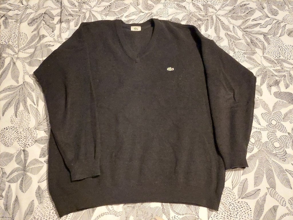 Pull LACOSTE homme Taille 7 (XXL) noir col V, Porté, Autre, Noir, Enlèvement