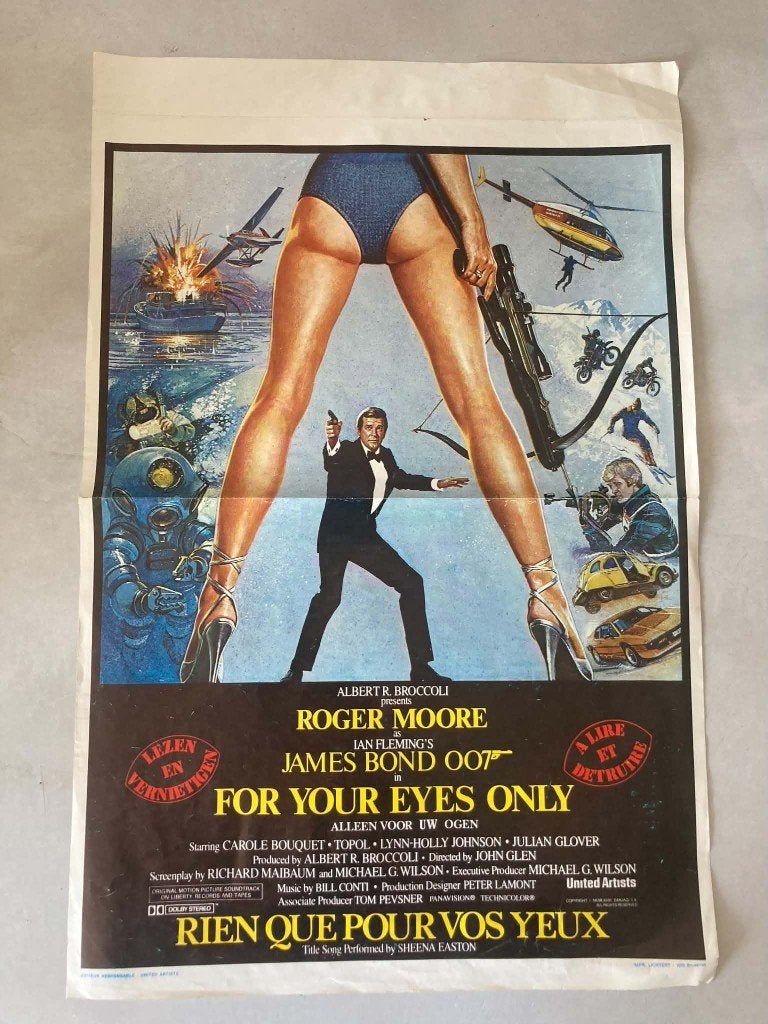 Originele James Bond For Your Eyes Only poster, Collections, Posters & Affiches, Enlèvement ou Envoi, Rectangulaire vertical, Utilisé