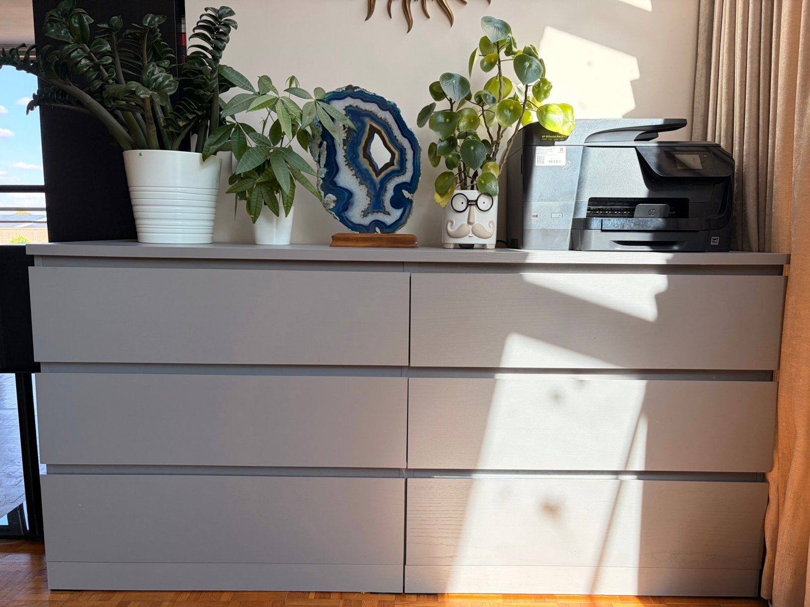 Armoire IKEA MALM à 6 tiroirs (gris teinté, 160 cm), Maison & Meubles, Enlèvement, Comme neuf