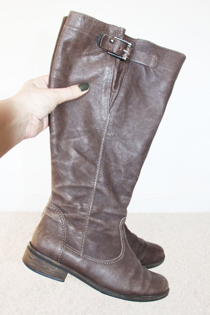 Mooie Bruin Leren Gabor Laarzen -s11 (Maat 5/38) € 45,-, Hoge laarzen, Bruin, Verzenden, Gabor