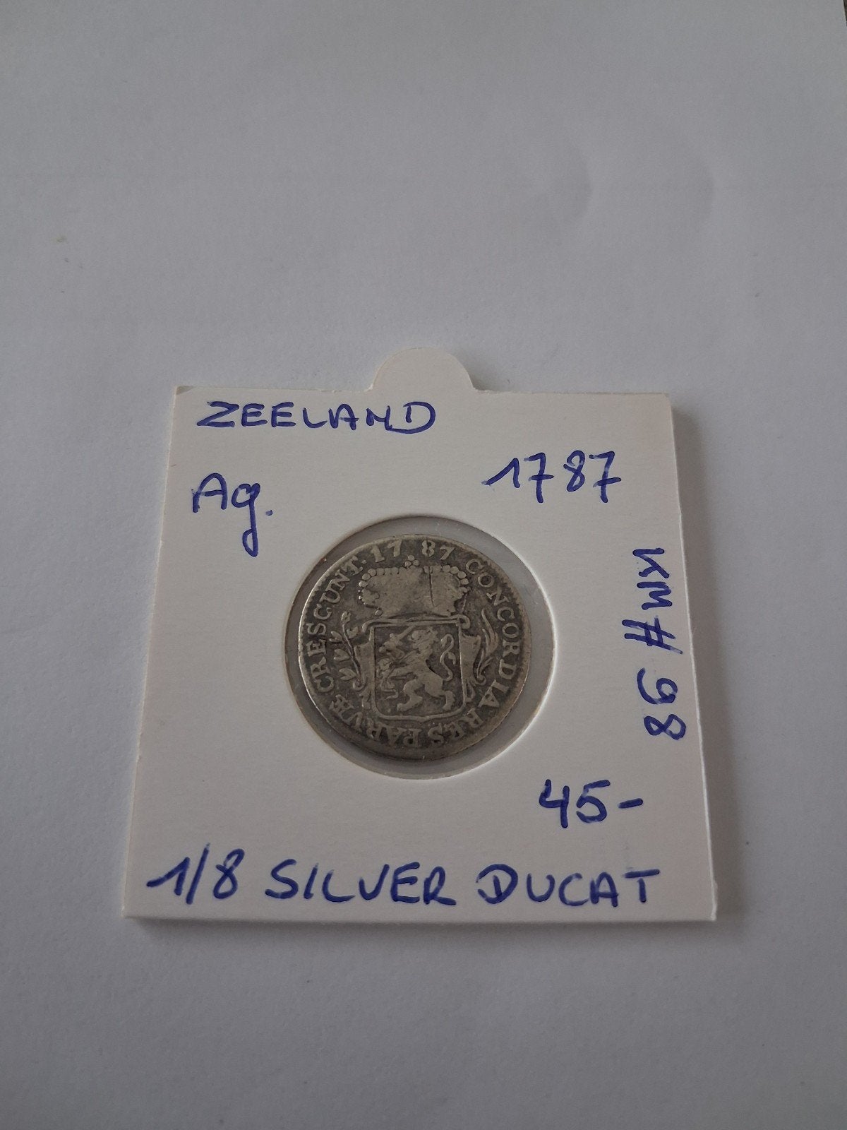 Zeeland 1/8 en argent ducat 1787 AG SCARCE, Enlèvement ou Envoi