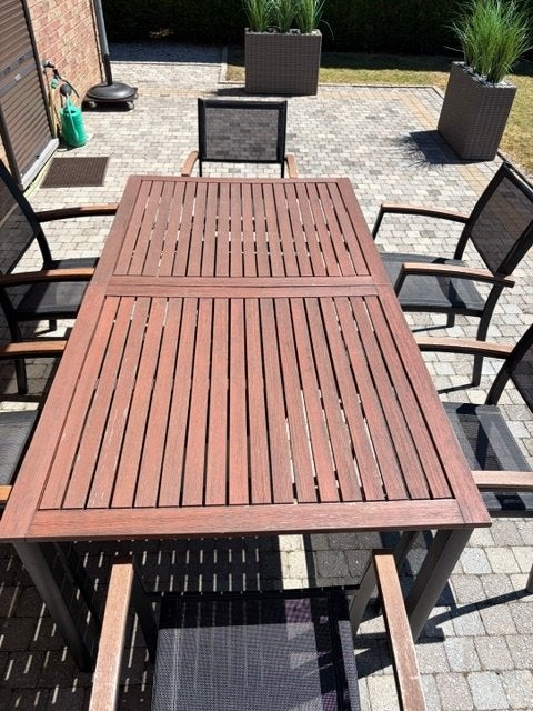Table de jardin avec allonge 180 CM max 240 CM, Enlèvement, Utilisé, Rectangulaire, Bois