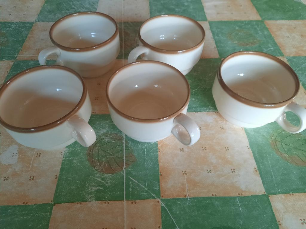 set van 5 zware keramieken koffie tassen, Enlèvement ou Envoi