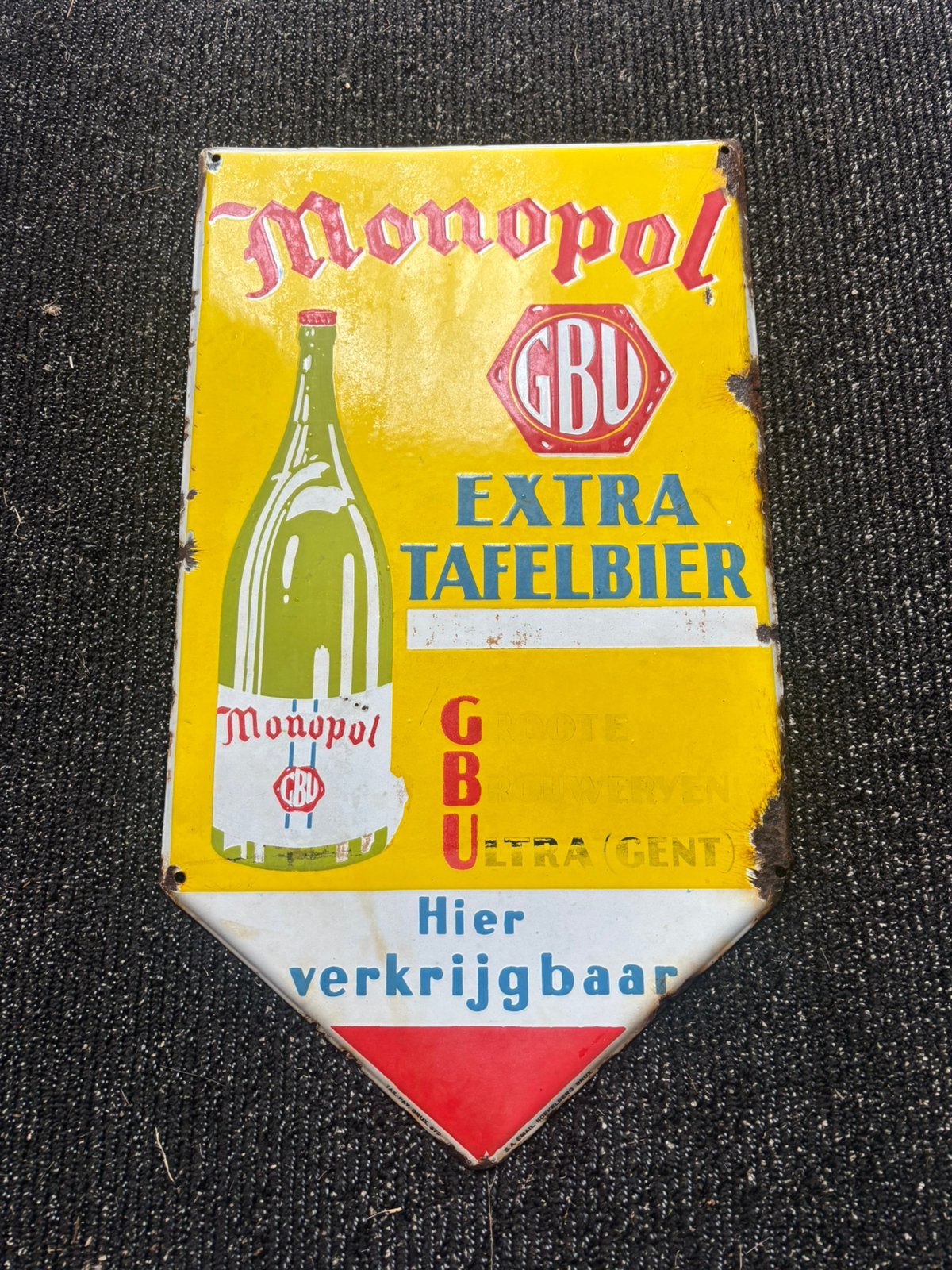 Panneau publicitaire en émail pour Monopol Extra Table Beer, Enlèvement ou Envoi, Comme neuf