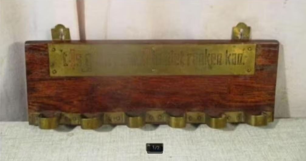 Mooi Antieke Pijpenrek in hout en koper - 29x10, Verzamelen, Ophalen of Verzenden, Zo goed als nieuw, Overige typen