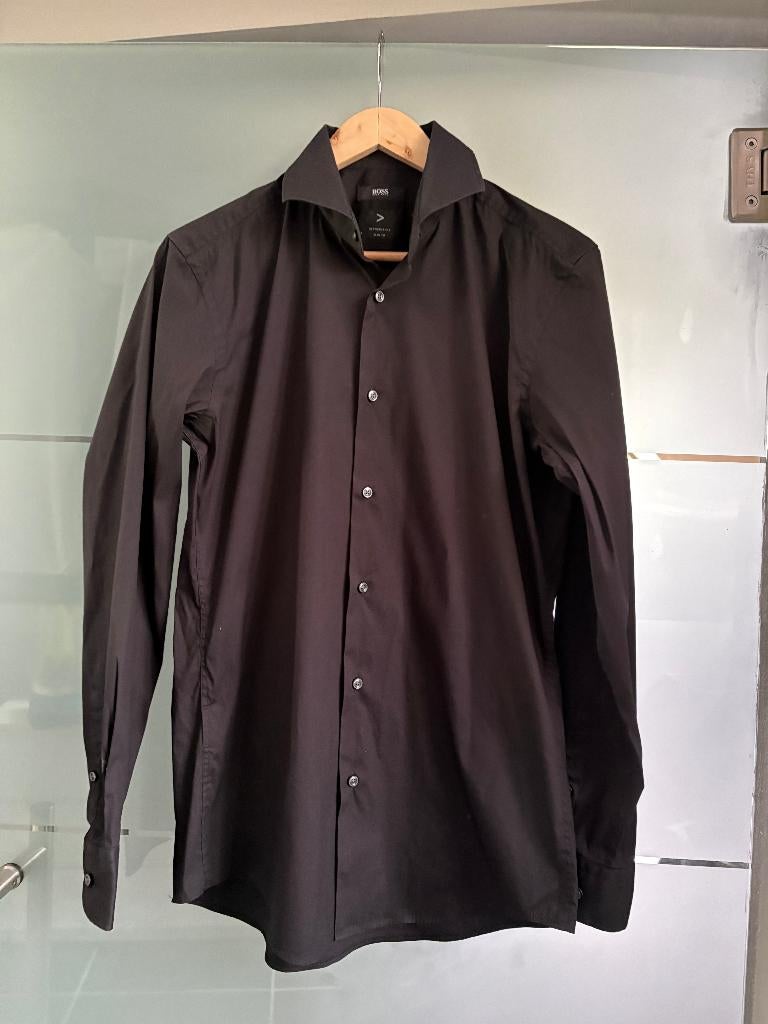 Hugo Boss - Zwart Hemd, Maat 38/40 (M), Zwart, Ophalen of Verzenden, Zo goed als nieuw