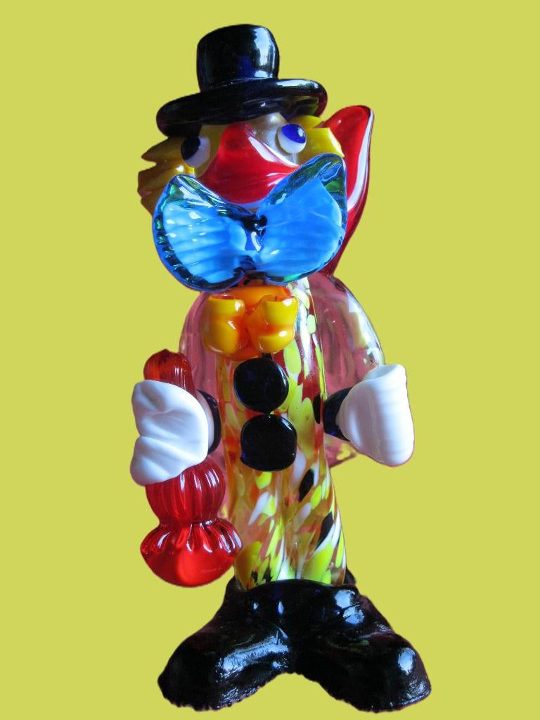 Murano, clown fles in hand (16cm hoogte)., Enlèvement