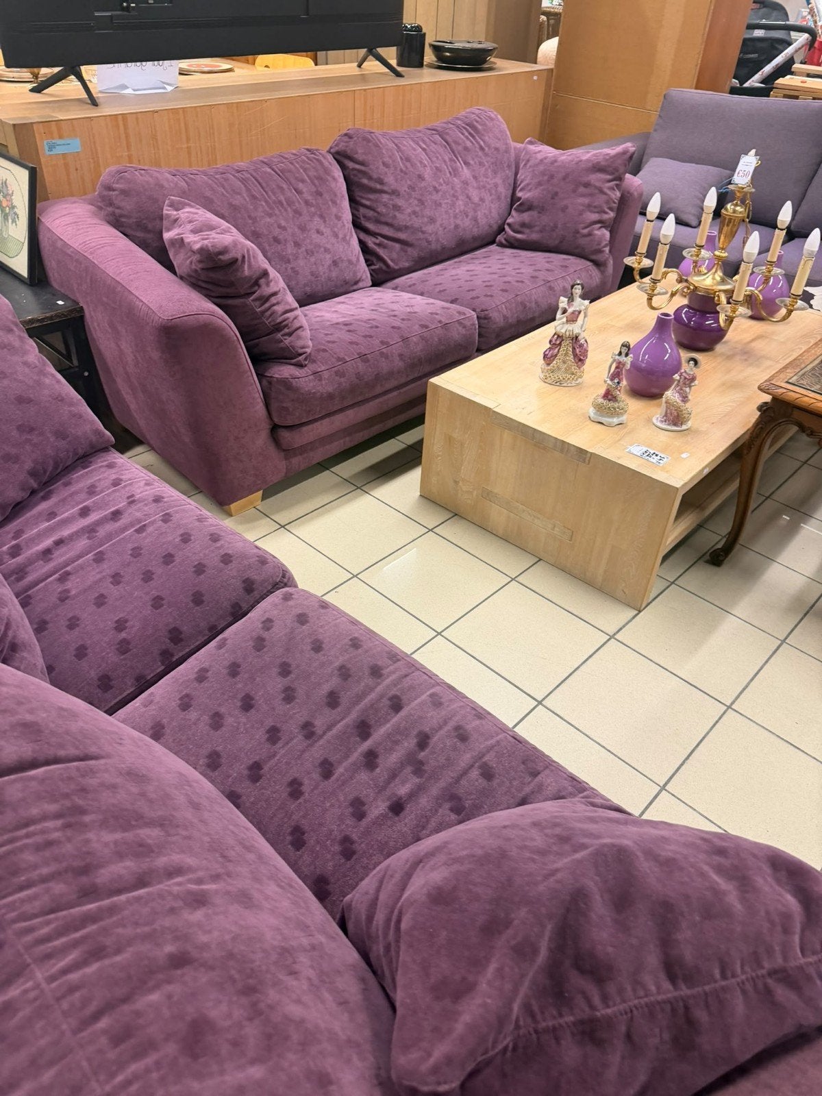 heel mooi roos/ paars salon/ bankstel in perfecte staat, Ophalen, Zo goed als nieuw, Stof, Modern