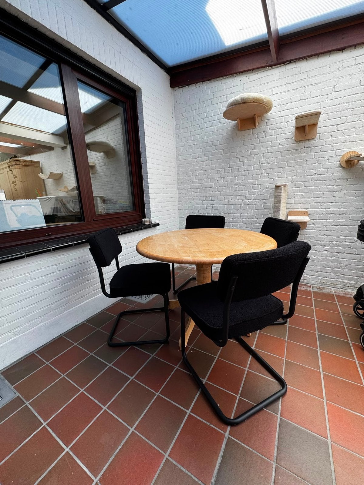 Tafel en 4 stoelen, Huis en Inrichting, Tafels | Eettafels, Ophalen, Gebruikt, Vier personen, Rond