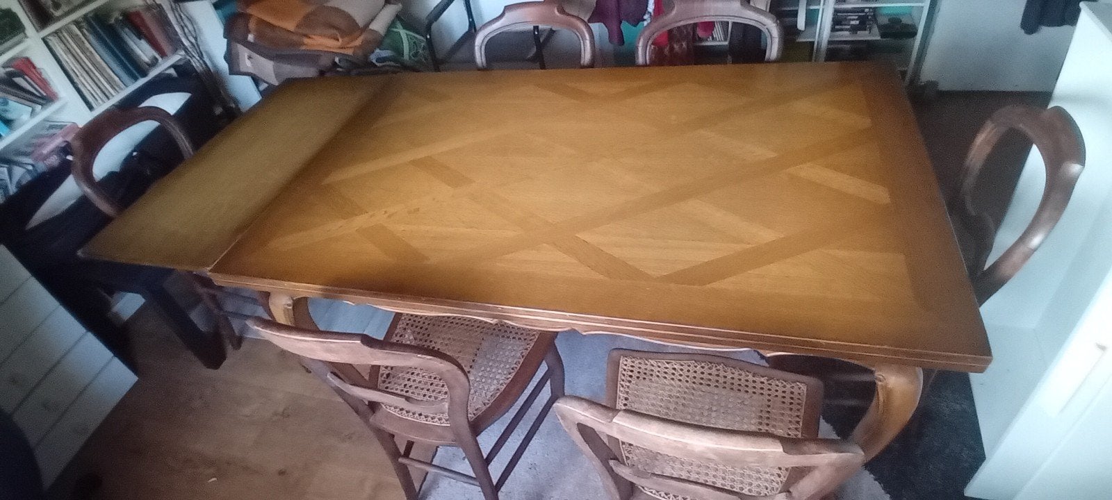 Klassieke uitschuifbare eettafel, Ophalen, Gebruikt, 100 tot 150 cm, 50 tot 100 cm