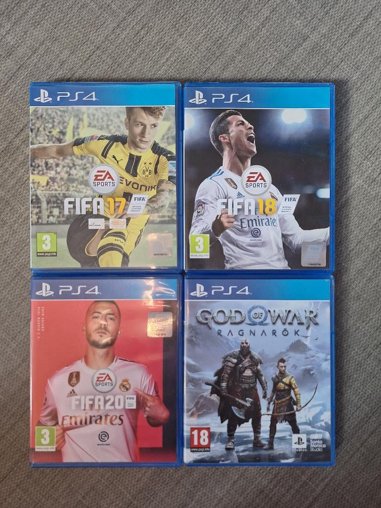 PS4 games: God of War Ragnarok, FIFA 17, FIFA 18, FIFA 20, Avontuur en Actie, Online, Gebruikt, 1 speler