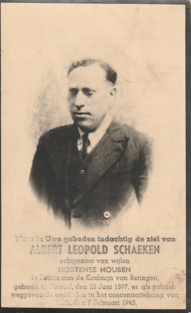 Concentratiekamp Ellrich 1945 Albert Schaeken, Collections, Images pieuses & Faire-part, Envoi