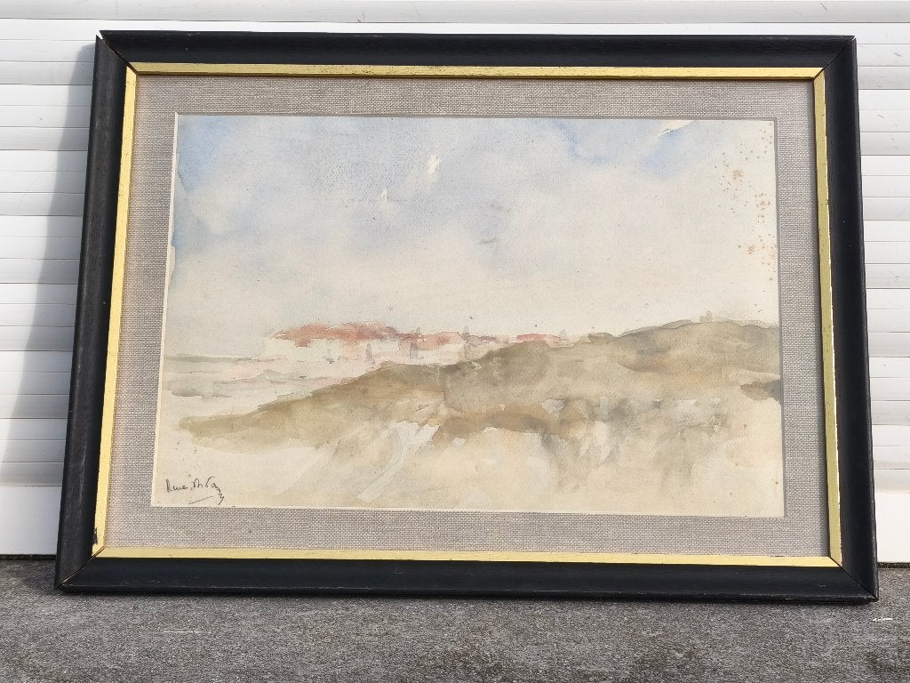 Aquarelle dunes signe René de pauw, Enlèvement ou Envoi
