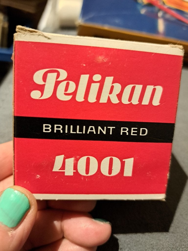 Ancien encrier Pelikan rouge brillant, années 60-80, Enlèvement ou Envoi