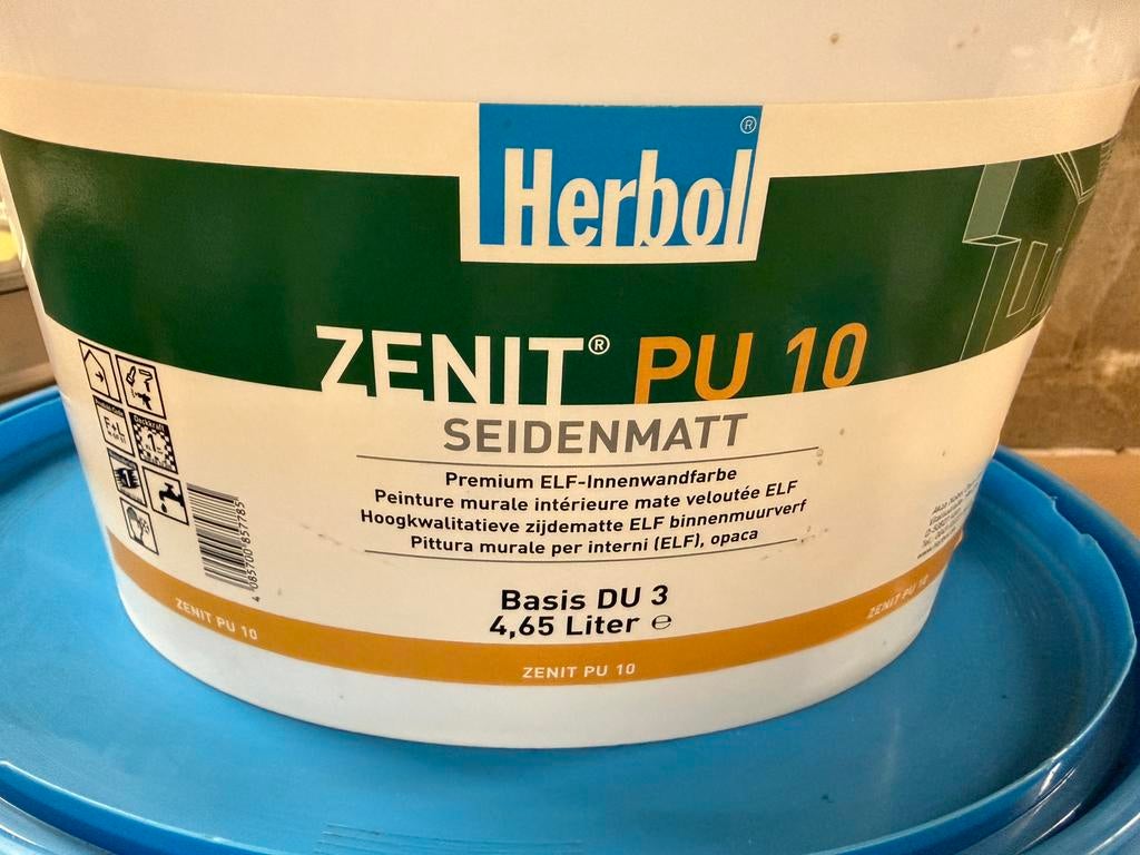 Herbol zenit PU blauwgrijze muurverf 5liter, Ophalen, Nieuw, Acrylverf