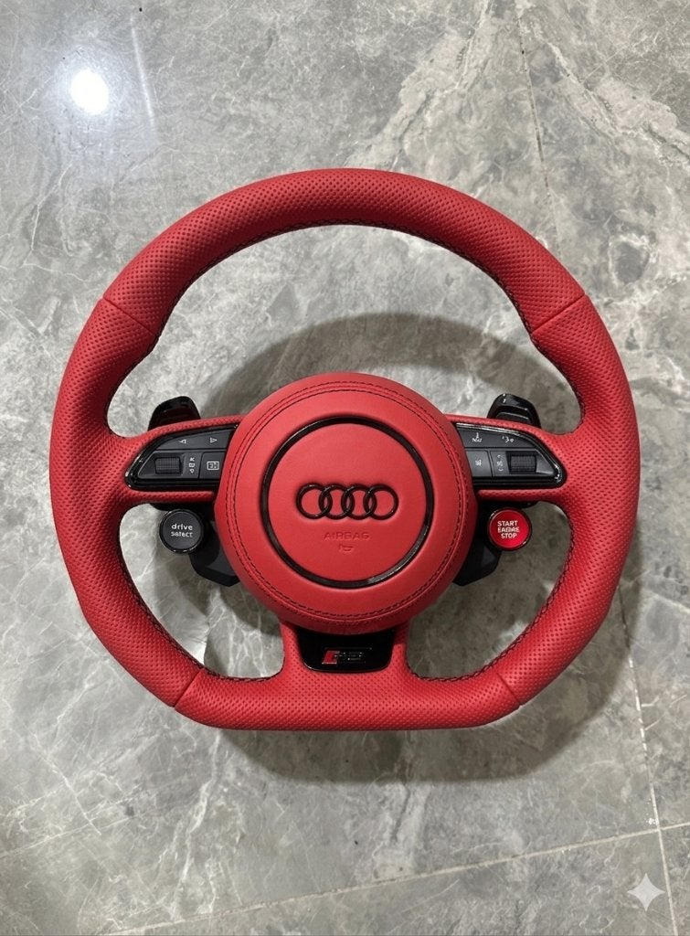 Volant sportif Audi en cuir rouge à plat amélioré S RS, Enlèvement ou Envoi, Neuf, Audi