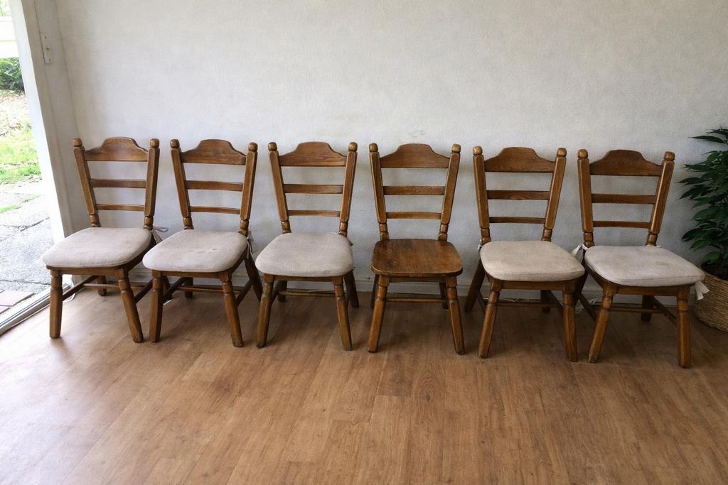 Set van 6 houten stoelen – stevige kwaliteit, Ophalen, Gebruikt, Hout