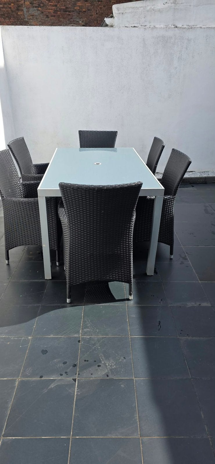 Tuin tafel met 6 stoelen, Ophalen, Zo goed als nieuw, 6 zitplaatsen, Tuinset