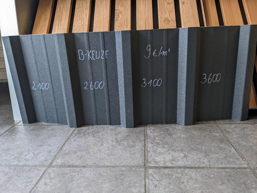 Enkelwandige B-keuze dakplaten, Doe-het-zelf en Bouw, Dakpannen en Dakbedekking, Nieuw, Dakplaat of Dakpanplaat, Metaal, Grijs