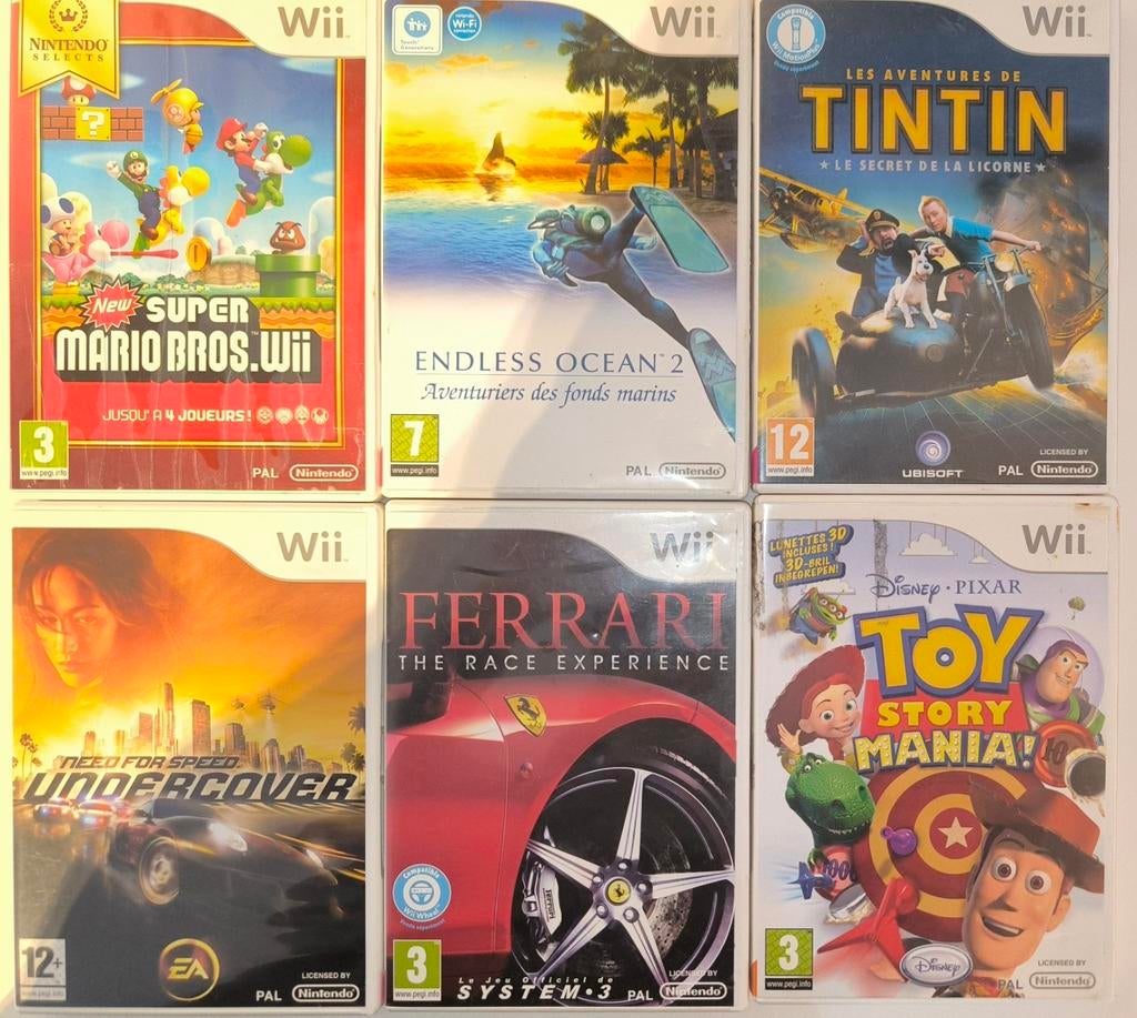 Set van 6 Wii-spellen - Mario, Toy Story, Tintin - UITVERKOC, Ophalen