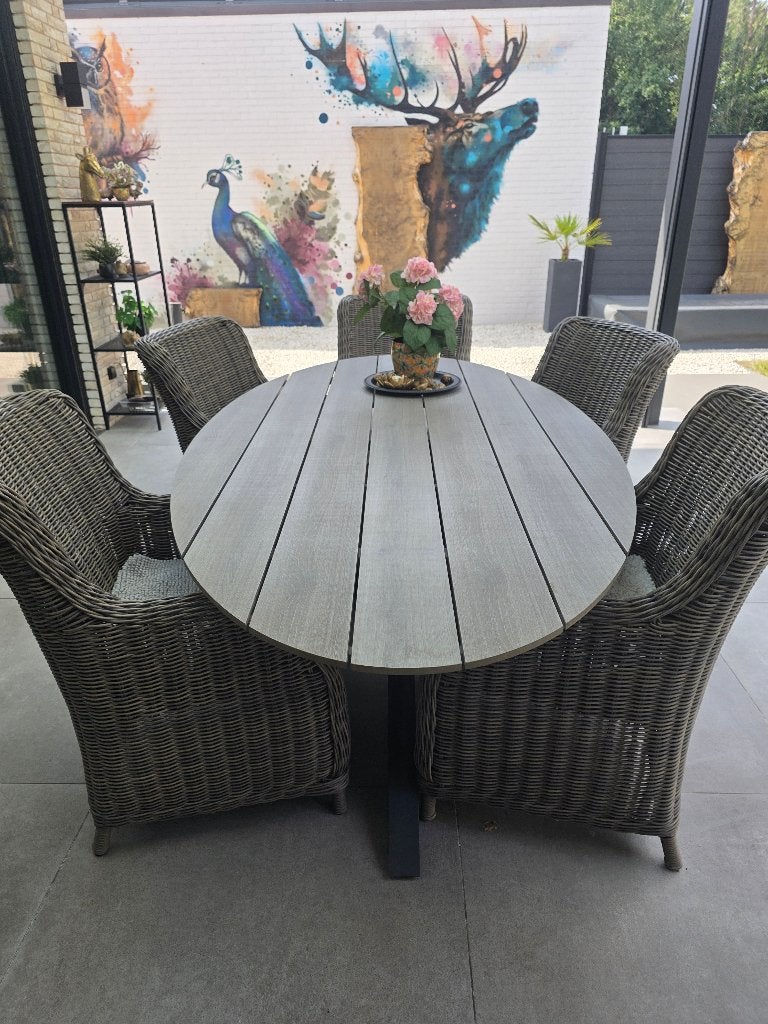 Tuintafel, Tuin en Terras, Tuintafels, Ophalen, Zo goed als nieuw, Ovaal, Aluminium